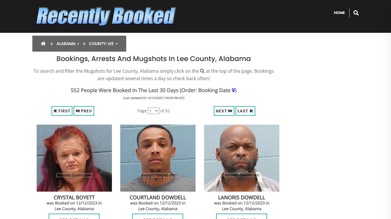 Recent bookings, Arrests, Mugshots in Lee County, Alabama - Recently Booked